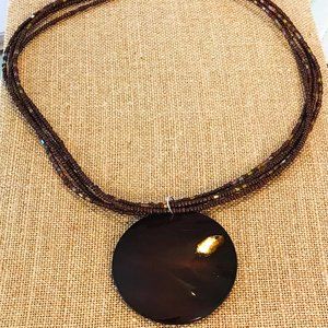 CHOCOLATE BROWN POLISHED MOTHER OF PEARL NECKLACE